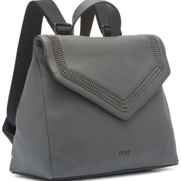 Dkny Bags Dkny Womens Gray Ziggy Convertible Leather Backpack Poshmark